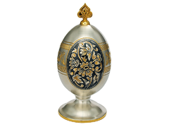 Серебряное яйцо пасхальное  «Цветочный орнамент»